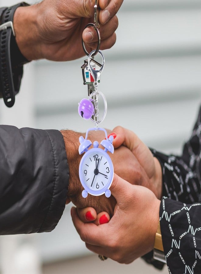 NICERIO 1PC Mini Clock Keychain Alarm Clock - Creative Purple Key Holder Bag Pendant for Students, Perfect for Kids - Image 2